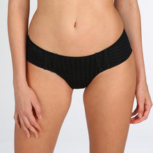 Load image into Gallery viewer, Hipster Shorts-style bottoms. They are completely opaque, and have two rows of signature Avero daisies to the front. A sexy, flirtatious style that covers bottom in a special way – pure seduction. Fabric Content: Polyamide: 79%, Elastane: 17%, Cotton: 4%. Black.