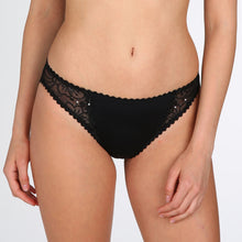 Load image into Gallery viewer, This is the classic Marie Jo bikini style Rio brief. The fine embroidery runs over the hips and really brings out the elegant line. With no visible lines and a great fit around the bottom, it has full cover to the front and back. Fabric content: Polyamide: 68%, Polyester: 14%, Elastane: 10%, Cotton: 8%. Black.