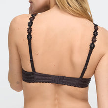 Load image into Gallery viewer, Black lace bra on a plain background
