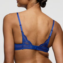 Load image into Gallery viewer, Blue bra worn by a model on a plain background
