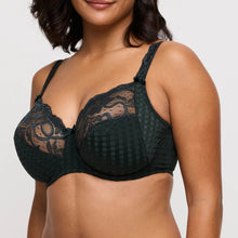 Load image into Gallery viewer, green lace bra worn by a model on a plain background
