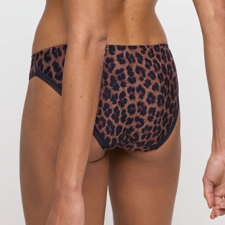 Leopard print underwear on a plain background