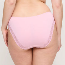 Load image into Gallery viewer, Pink underwear with lace trim on a neutral background
