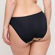 Load image into Gallery viewer, Black underwear with lace trim on a plain background
