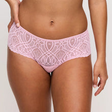 Load image into Gallery viewer, Pink lace underwear worn by a person on a plain background
