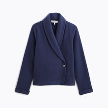Load image into Gallery viewer, Soft fleece wrap-over long-sleeved Laurence Tavernier bedjacket.
It closes with a single Corozo button. The shawl collar and curved front detail add the final touches of style to this soft, light and cosy bedjacket.
