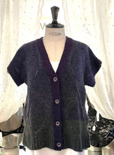 Load image into Gallery viewer, Purple Melange Soft Alpaca &amp; Merino wool bedjacket.  Short sleeve and button through. This is a light and cosy bedjacket. But also perfect for lounge or outerwear.   Made in Italy Fabric Composition: 45% Alpaca, 30% Merion Wool, 25% Polyamide.  Machine Washable.
