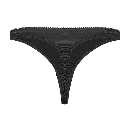 Cathy, a classic Cadolle classic G/String in black satin. It fits smoothly against the body, giving a seamless look under clothing 
Made in France. 
Machine washable.
