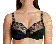 Load image into Gallery viewer, SALE This is our most popular bra, and for good reason! Three-section wire bra with a legendary fit and a light look. The top of the cup is finished with subtle two-tone embroidery that runs into the straps. The cups are deeper than any other Prima Donna bra for a perfect fit.  The firm cups lift the bust while the the higher side section covers more and gives proper support which ensures better uplift for largest sizes.  Fabric: Polyamide: 56%, Polyester: 25%, Cotton:12%, Elastane: 7%
