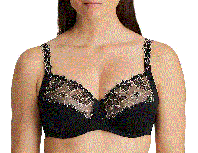 SALE This is our most popular bra, and for good reason! Three-section wire bra with a legendary fit and a light look. The top of the cup is finished with subtle two-tone embroidery that runs into the straps. The cups are deeper than any other Prima Donna bra for a perfect fit.  The firm cups lift the bust while the higher side section covers more and gives proper support which ensures better uplift for largest sizes. Fabric: Polyamide: 56%, Polyester: 25%, Cotton:12%, Elastane: 7%