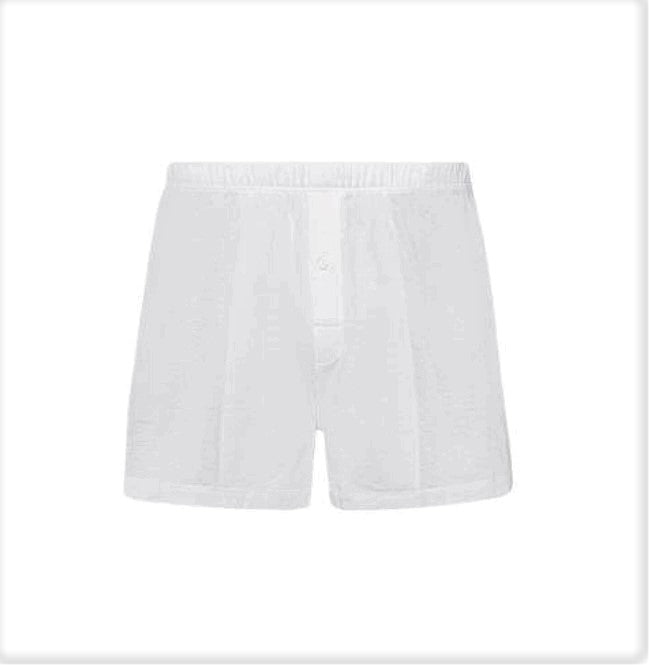 100% Pure Cotton loose fitting boxer shorts with buttoned fly.  Available in Black, Midnight Navy and White.   Fabric Content: 100% Mercerised Cotton. Made in Europe.