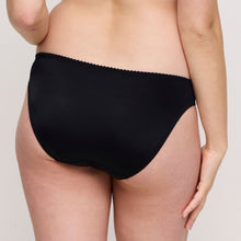 Load image into Gallery viewer, The image of the back of the Deauville Brief in Black. Showcasing the non-seen-through full coverage and a delicate lacy elastic band to prevent any visible panty lines.
