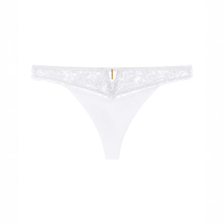 Comfortable and discreet under clothes, the Satin Memories by Aubade thong reveals the curves with finesse in an elegant combination between a shiny Italian satin and sexy French embroidery with wave patterns.

Product image