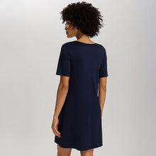 Load image into Gallery viewer, Image of the back of a woman wearing the Cotton silk short sleeve nightdress.
