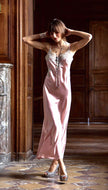 Rose/Granite. Made in France, a beautiful nightgown made from 100% silk satin. Full length with heavily appliquéd Calais lace detail on the bodice. The straps have an adjustment for creating the perfect fit. Luxurious, elegant nightwear. 
Composition: 100% Silk Satin
Calais Lace 75% Cotton, 25% Nylon
Care instructions: 
Machine or Hand wash in cold water.
