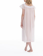 Load image into Gallery viewer, Full length (121cm) cap sleeve nightgown. Lace details on the square neckline. Flared skirt for ease of movement when sleeping. Made in Germany from the finest pure Swiss cotton, Celestine nightdresses are diaphanous, offering perfect sleep without heaviness. Celestine nightwear, dressing gowns and short robes drop from the shoulder, therefore one size fits all.  Composition:  100% Pure Swiss Cotton. 100% Guipure Cotton Lace. Machine Washable. (In stock, 3-day delivery)
