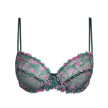 Load image into Gallery viewer, An all lace balconnet bra with a horizontal seam. Delicate double straps offer a light but structured support. Richly embroidered cups with full coverage. Classic lace bra for a classic balconnet look.   Fabric content: Polyamide: 45%, Polyester: 35%, Elastane: 20%. Jungle Kiss.
