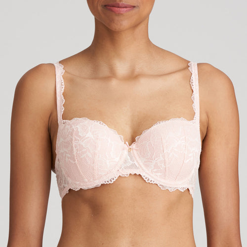 All lace formed cup underwire balconnet bra with the lace continuing onto the slim straps. Beautifully fresh for the Spring/Summer season. Fabric Content: Polyester: 68%, Polyamide: 25%, Elastane: 7%