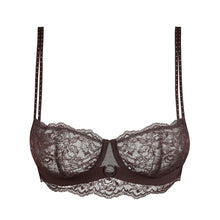 Load image into Gallery viewer, Brown lace bra on a white background
