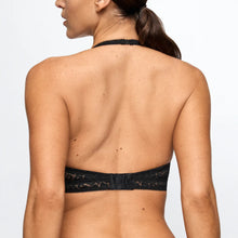 Load image into Gallery viewer, Black lace bra worn by a model on a white background
