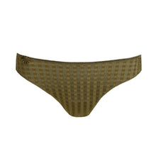 Load image into Gallery viewer, Brown checkered bikini bottom on a white background
