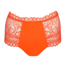Load image into Gallery viewer, Orange lace underwear on a white background
