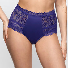 Load image into Gallery viewer, Navy blue lace underwear on a plain background
