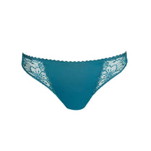 Load image into Gallery viewer, Blue lace thong on a white background
