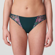 Load image into Gallery viewer, This is the classic Marie Jo bikini style Rio brief. The fine embroidery runs over the hips and really brings out the elegant line. With no visible lines and a great fit around the bottom, it has full cover to the front and back.  Fabric content: Polyamide: 68%, Polyester: 14%, Elastane: 10%, Cotton: 8%. Jungle Kiss.
