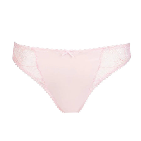 Pink lace underwear on a white background