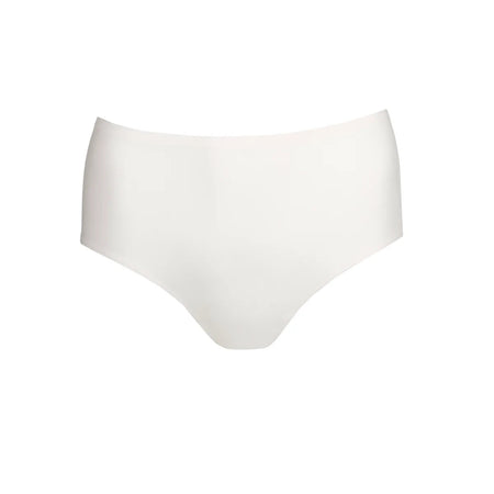 White high-waisted bikini bottom on a white background