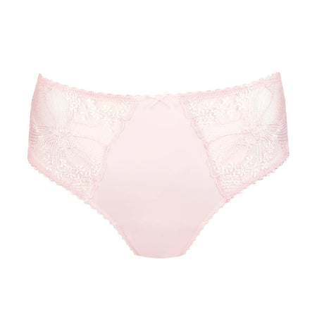 Pink lace underwear on a white background