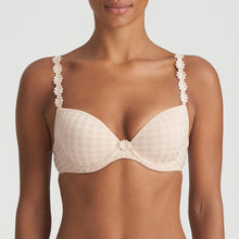 Load image into Gallery viewer, BEST SELLER!  Formed cup, deep plunge underwired smooth bra. It supports the bust and gives a beautiful shape while offering a feminine, plunge effect. The signature daisy straps complete the picture!  Fabric Content: Polyester: 48%, Polyamide: 43%, Elastane: 9%
