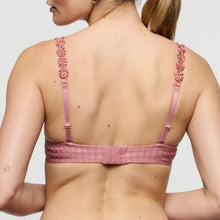 Load image into Gallery viewer, Pink bra with floral straps worn by a person on a plain background

