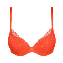 Load image into Gallery viewer, Orange bra with lace details on a white background
