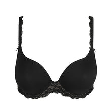 Load image into Gallery viewer, Black perfect formed cup heart-shaped bra. Its underwired plunge cup gives a lovely feminine shape that both comfortable and stylish. It has a non-transparent cups give perfect  coverage. The pretty lace straps are attractive enough to be seen.
Fabric content: Polyester:40%, Polyamide:48%, Elastane:12%

