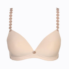 Load image into Gallery viewer, Caffé Latte Non-Wire Triangle Bralette. The shoulder straps have a playful circular design which can be converted into a halter style. The formed smooth finish of the cup is perfect under T/Shirts. Fabric Content: Polyamide: 45%, Elastane: 31%, Polyester: 24%
