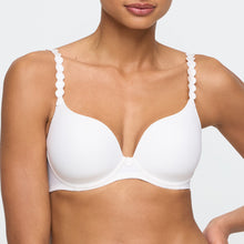 Load image into Gallery viewer, Ivory formed heart shaped underwired bra. The shoulder straps have a playful circular design which can be converted into a halter style. The formed smooth finish of the cup is perfect under T/Shirts.  Fabric Content: Polyester: 38%, Polyamide: 37%, Elastane: 25%
