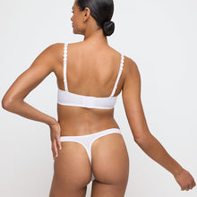 Load image into Gallery viewer, Pure White formed heart shaped underwired bra. The shoulder straps have a playful circular design which can be converted into a halter style. The formed smooth finish of the cup is perfect under T/Shirts.  Fabric Content: Polyester: 38%, Polyamide: 37%, Elastane: 25%
