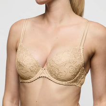 Load image into Gallery viewer, Beige lace bra on a plain background
