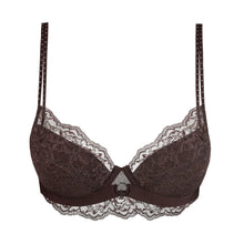 Load image into Gallery viewer, Brown lace bra on a white background

