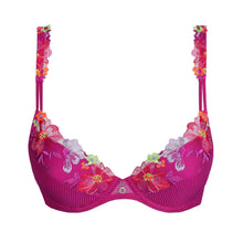 Load image into Gallery viewer, Pink bra with floral embroidery on a white background
