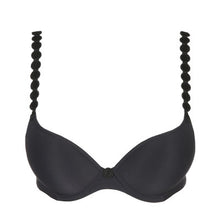 Load image into Gallery viewer, Charcoal Padded Push-Up Plunge Bra. The shoulder straps have a playful circular design which can be converted into a halter style. The formed smooth finish of the cup is perfect under T/Shirts. This has a full pad, giving an excellent cleavage especially with smaller busts. Fabric Content: Polyester: 86%, Polyamide: 8%, Elastane: 6%
