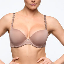 Load image into Gallery viewer, Beige bra worn by a model on a plain background
