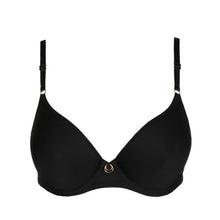 Load image into Gallery viewer, Black. This full cup plunge look underwired bra made from spacer fabric and covered with delicate, soft microfibre. It has a lovely decorative back and offers excellent support with a comfortable fit. It has a smooth finish giving a seamfree look under any garment. Fabric Content: Polyester: 80%, Elastane:11%, Polyamide: 9%
