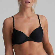 Load image into Gallery viewer, Black. This full cup plunge look underwired bra made from spacer fabric and covered with delicate, soft microfibre. It has a lovely decorative back and offers excellent support with a comfortable fit. It has a smooth finish giving a seamfree look under any garment. Fabric Content: Polyester: 80%, Elastane:11%, Polyamide: 9%
