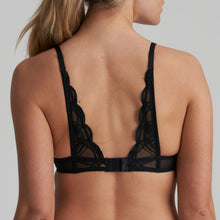 Load image into Gallery viewer, Black. This full cup plunge look underwired bra made from spacer fabric and covered with delicate, soft microfibre. It has a lovely decorative back and offers excellent support with a comfortable fit. It has a smooth finish giving a seamfree look under any garment. Fabric Content: Polyester: 80%, Elastane:11%, Polyamide: 9%
