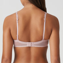 Load image into Gallery viewer, This is the attractive end of the strapless bra market. Beautifully smooth to the front but with a delicate lace trim on the cup to counterbalance any severity. The removable straps, if worn, are dainty and lace trimmed. This bra has the added bonus to create the halter style also. Fabric content: Polyamide: 53%, Polyester: 35%, Elastane: 12%. Bois de Rose.
