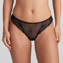 Load image into Gallery viewer, Sexy, feminine, classic G/String with a completely transparent embroidery. And because of the lovely high cut on the hip your legs seem to go on forever with no visible lines.  Fabric content: Polyamide: 44%, Polyester: 35%, Elastane: 12%, Cotton: 9%.Black.
