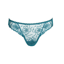 Load image into Gallery viewer, Teal lace thong on a white background
